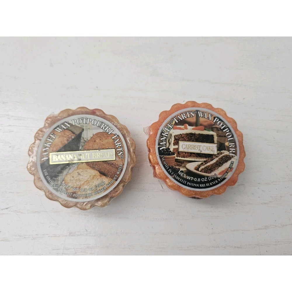 (2) Yankee Candle Wax Potpourri‎ Tarts 0.8 Oz Banana Bread & Carrot Cake Scents